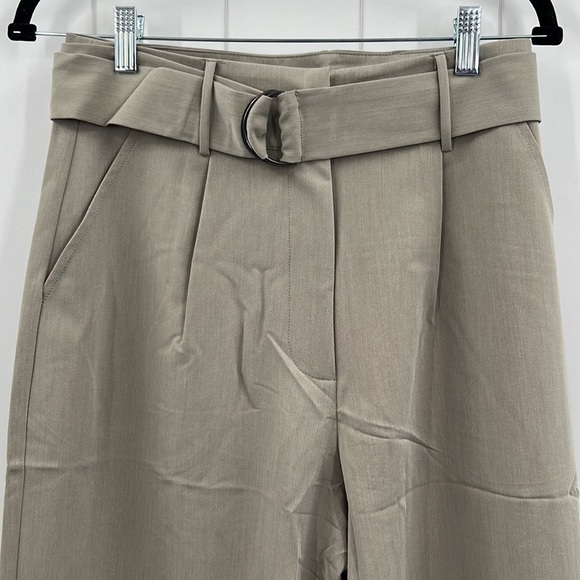 🆕Mystree Belted Wide Leg Cropped Trouser/Pants Olive Grey S,M&L Available - Picture 3 of 8